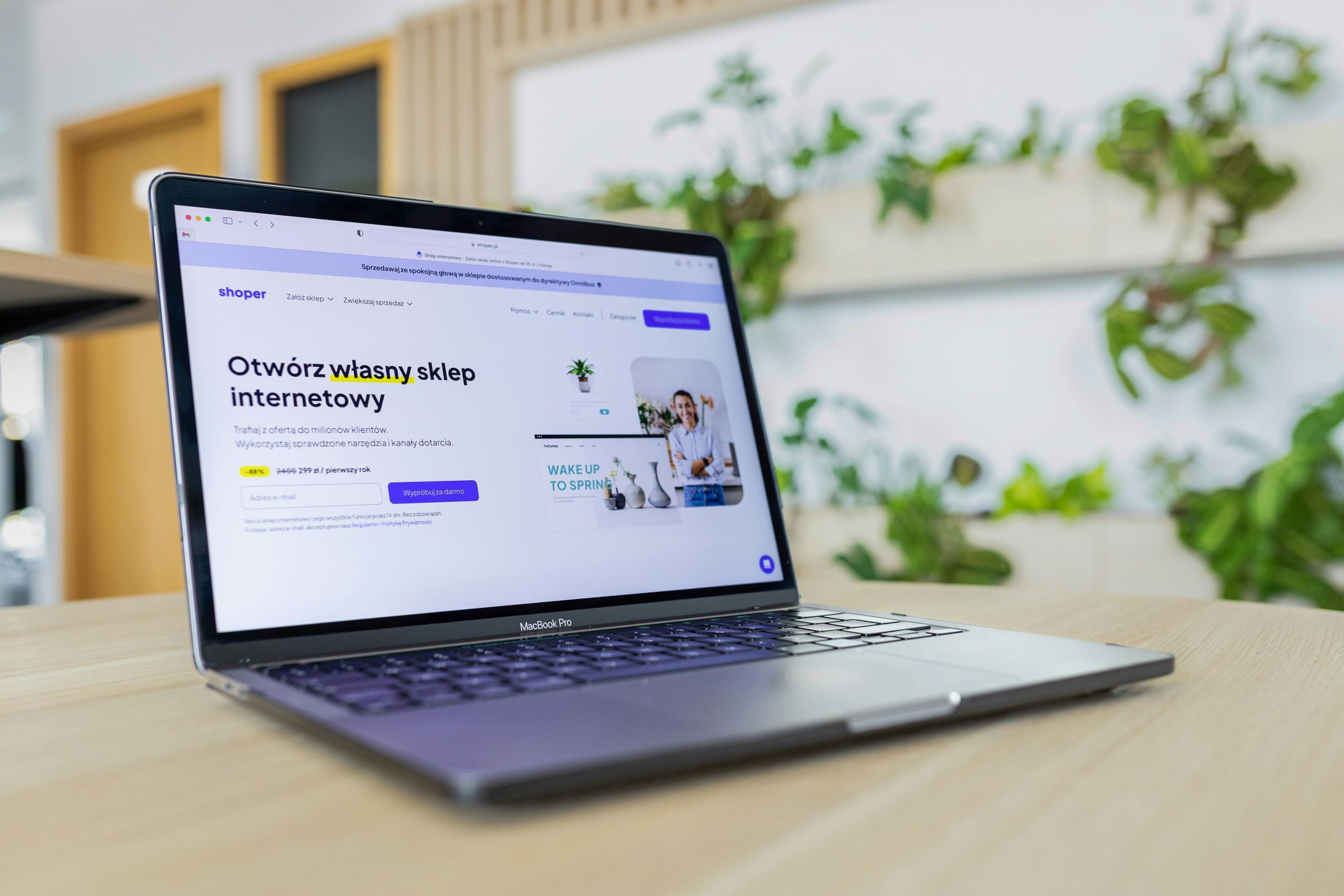 laptop screen displaying a one-page website